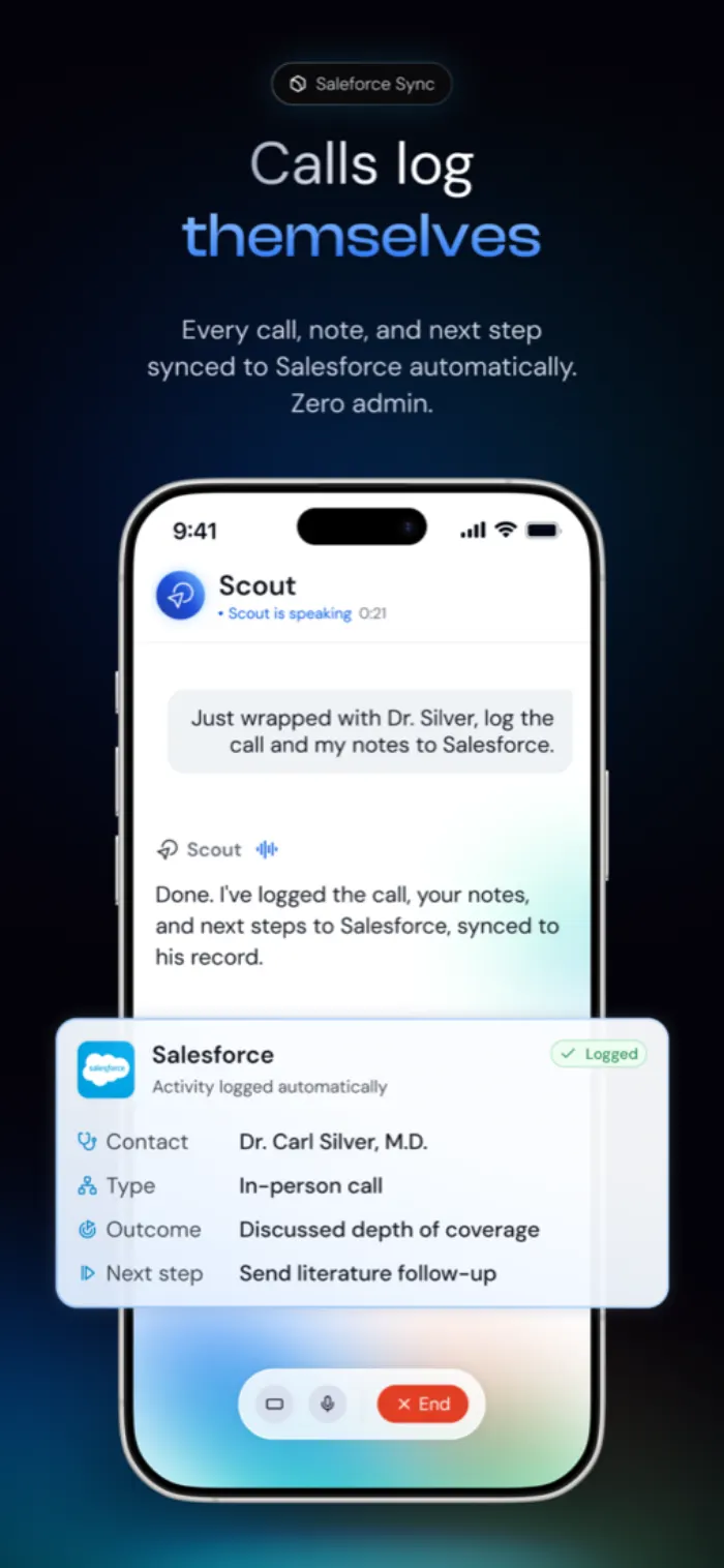 Calls log themselves — RepPrep app screenshot